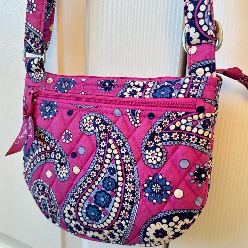 VERA BRADLEY Lizzy Boysenberry Crossbody Purse Organizer Wallet Handbag Pink - Picture 7 of 14
